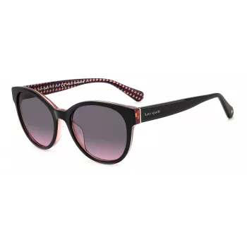 Óculos de sol de mulher KATE SPADE Nathalie GS807 - armação de acetato preta, lentes cinzentas degradê, 55/17/140 mm