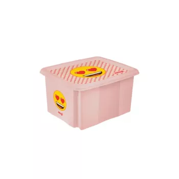 keeeper caixa com tampa 15L Karolina “Emoji Hearts” 38x29,5x20,5cm rosa