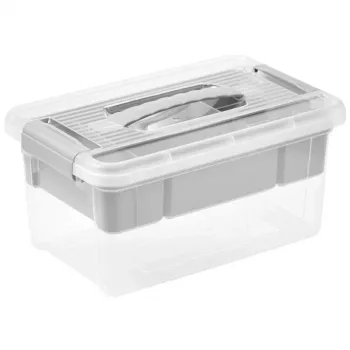 Caixa com tampa e organizador keeeper Henri 23x35x17cm 9L cinzento-claro/transparente