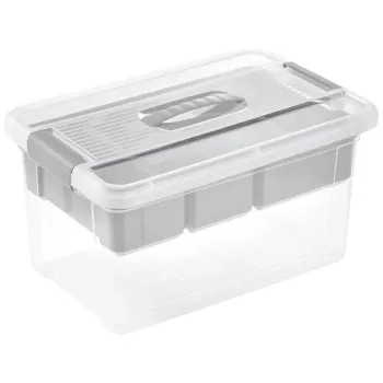 keeeper Caixa com tampa e organizador Henri 29x41x20 cm 16 L cinzento-claro/transparente