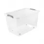 Caixa com tampa e rodas keeeper clipbox Leo 59x38x35,5cm 56L transparente