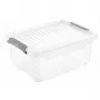 keeeper Clipbox Leonie caixa de arrumação com tampa, 11,4 L, transparente, empilhável, apta para alimentos, sem BPA, fecho de clipe, 37,5 x 28,5 x 16 cm