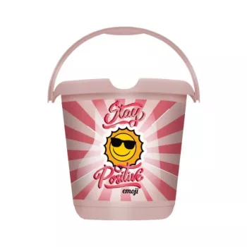 Balde deco keeeper 10L Ilvie Emoji Stay Positive, rosa nórdico, redondo, PP, Ø30x28 cm