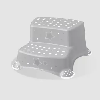 Banco de dois degraus keeeper kids Igor Stars, cinzento com padrão de estrelas, capacidade 120 kg, pés antiderrapantes 1003113019600