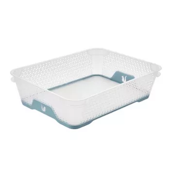 keeeper cesto mini A5 Jonas com base antiderrapante, transparente/azul, 26,5 x 20 x 7 cm