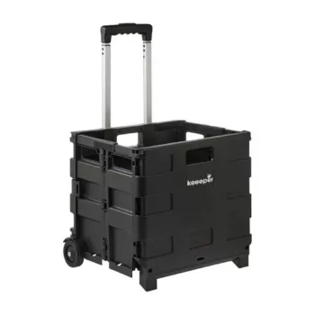 Carrinho de compras dobrável keeeper Olli 45L preto, carga máx. 25 kg, punho telescópico, estrutura de alumínio