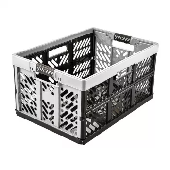 keeeper Caixa dobrável Profi ben, 45 L, Light Silver – capacidade de carga 50 kg, dobrável e empilhável, caixa de arrumação poupa-espaço com pegas Soft-Grip, PP/TPE, 54 x 37 x 28 cm