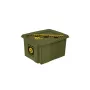 Caixa de armazenamento com tampa keeeper 15L Karolina „Emoji Danger“ 38x29,5x20,5cm verde-azeitona