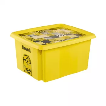 keeeper Caixa de arrumação com tampa 24L Karolina Minions Mosaik, 42,5 x 35,5 x 22,5 cm, amarela