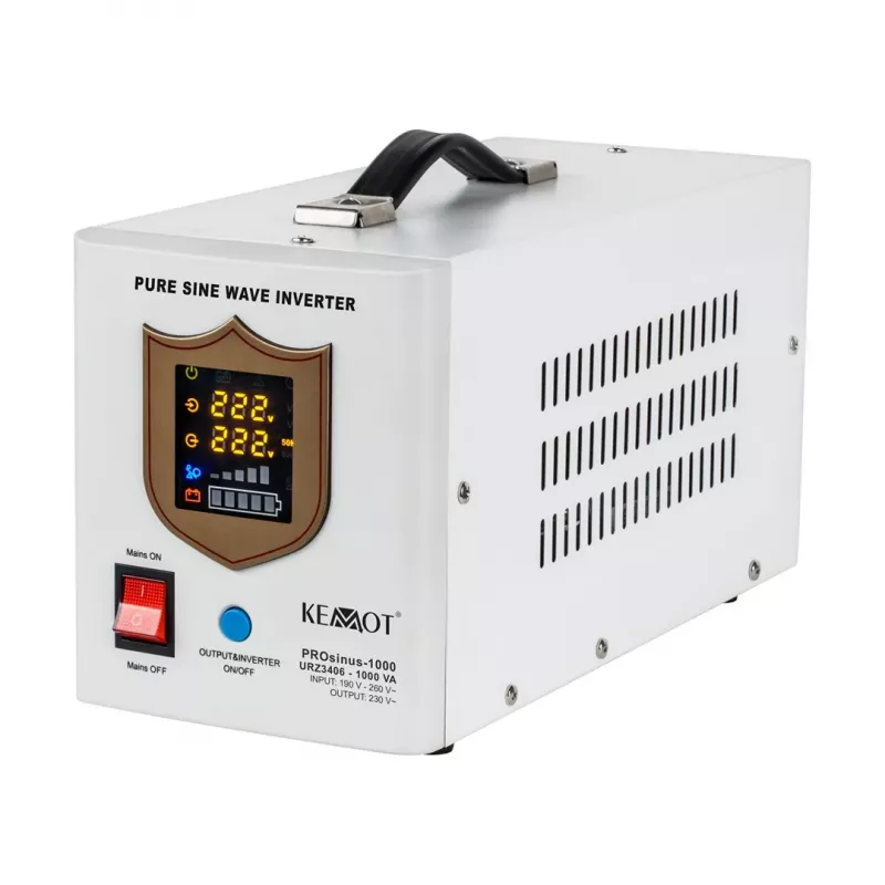 Fonte de alimentação de emergência KEMOT PROsinus-1000 – inversor de onda sinusoidal pura com função de carregamento 12V, 230V, 1000VA/700W