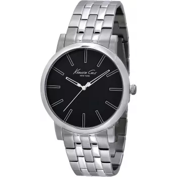Relógio de quartzo analógico para homem KENNETH COLE IKC9231 43mm mostrador preto bracelete de pele