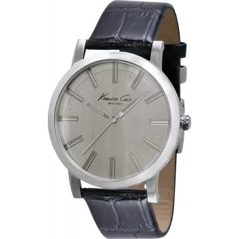 Relógio de homem KENNETH COLE IKC1931 44mm caixa de aço inoxidável mostrador azul pele castanha