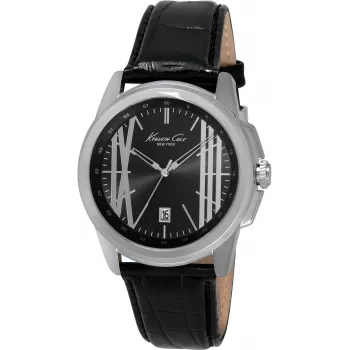 Relógio de homem KENNETH COLE IKC8095 44mm aço inoxidável quartzo analógico mostrador preto bracelete prateada