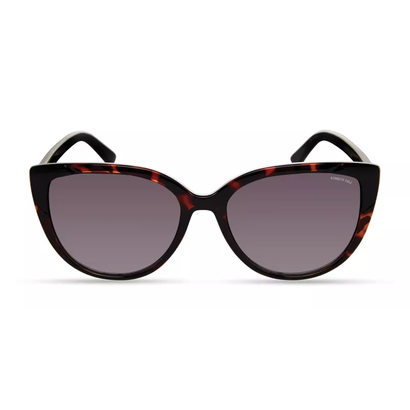 Óculos de sol de mulher KENNETH COLE KC2979-5501B - Armação retangular preta, lentes cinzentas fumadas, proteção UV400