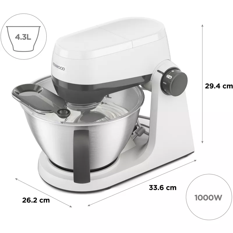 KENWOOD Multi-Tasker KHC30.000WH robot de cozinha (cinzento/branco, 1000 W, tigela de 4,3 L)
