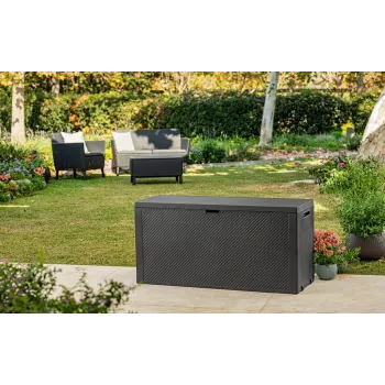 Keter 249384 Caixa de Armazenamento para Exterior Retangular Resina Clara 845L