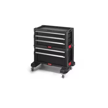Conjunto de caixa de ferramentas com 5 gavetas KETER BOOKCASE modular com rodas preto e vermelho