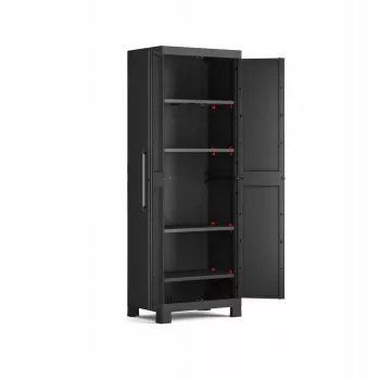 Keter Detroit Roupeiro 62x182x45cm com Prateleiras Divisórias - Preto/Cinzento