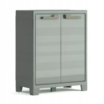 KETER Optima Wonder Armário baixo verde/bege - 1 prateleira ajustável, portas duplas, com fechadura, resistente às intempéries