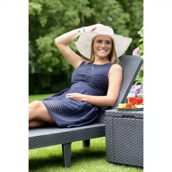 KETER Espreguiçadeira em poli rattan Jaipur Graphite