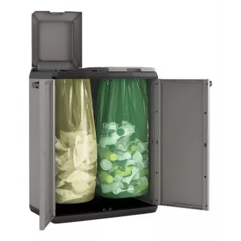 Caixa de jardim retangular de plástico Keter Split Basic 220 L cinzenta
