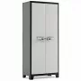 Armário de ferramentas Keter Titan 80x44x182 cm cinzento escuro/preto armário de arrumação em resina de polipropileno de alta resistência com 4 prateleiras ajustáveis, portas duplas com fecho, resistente às intempéries, para interior e exterior