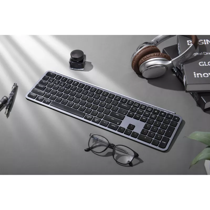 KEYCHRON B6 Pro teclado mecânico sem fios de perfil baixo (cinzento/preto, layout alemão, interruptor tesoura)