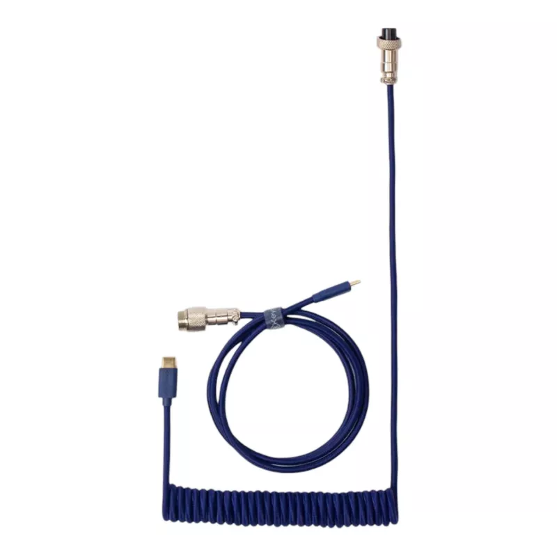 Keychron Cabo Aviator enrolado azul USB-C para USB-A com conector removível GX16 4 pinos, 200 cm