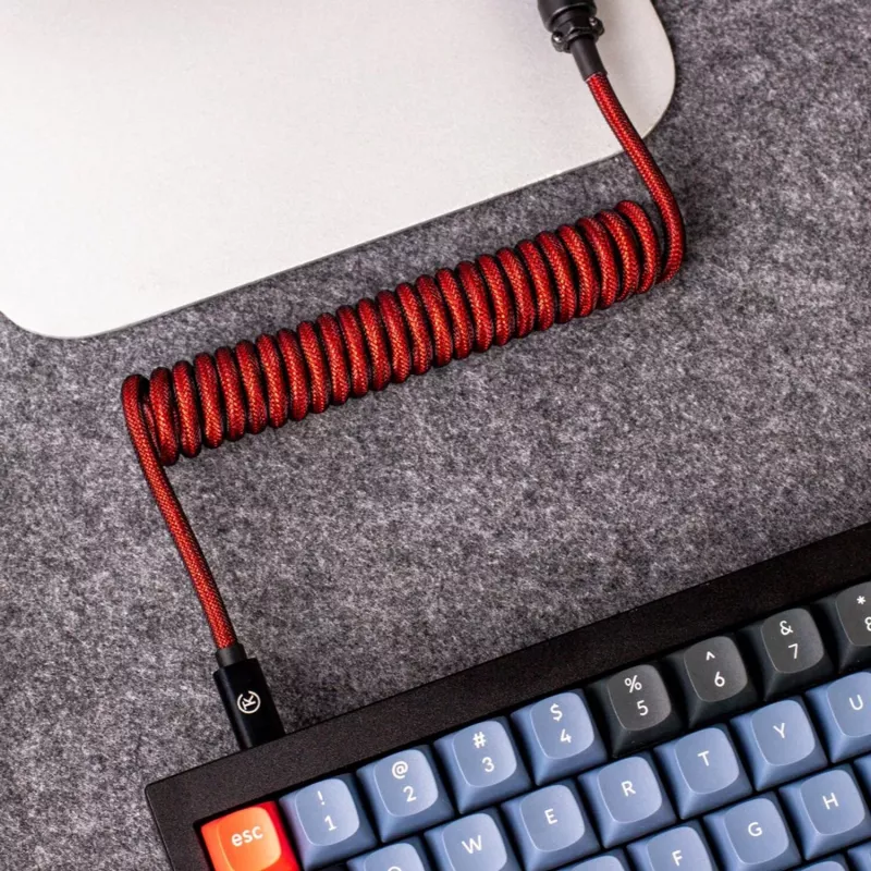 Keychron Cabo Aviator enrolado - vermelho (USB-A para USB-C, 2m, GX12 removível)