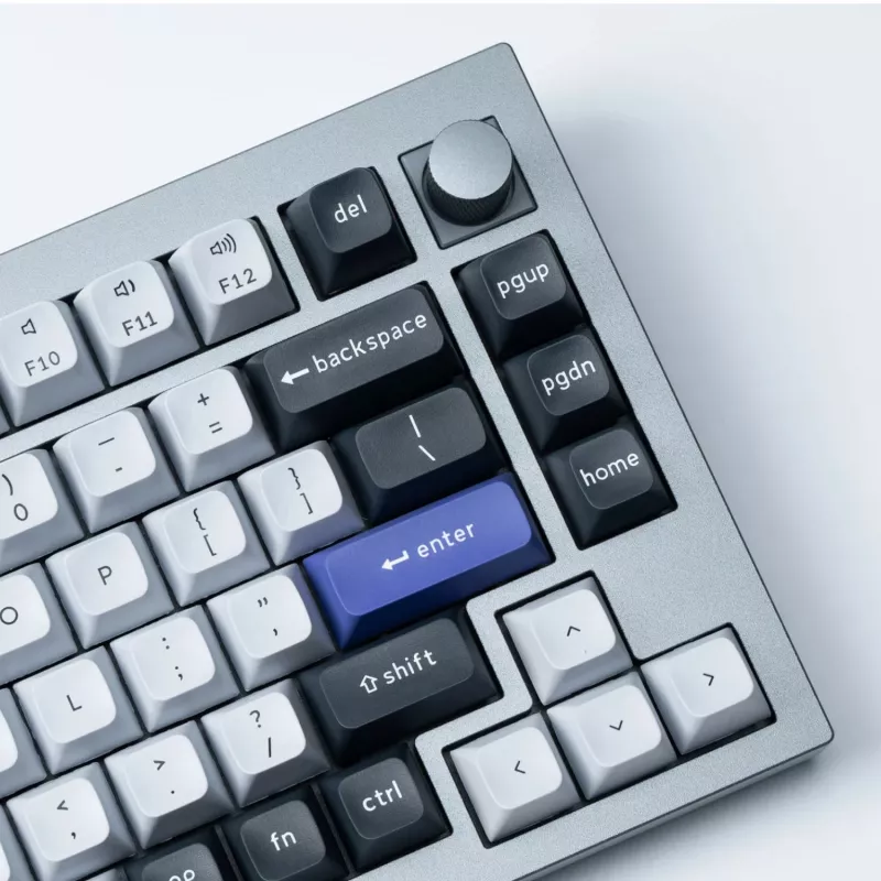 Keychron Double Shot KSA PBT Conjunto de keycaps, cinzento escuro/branco fumo