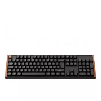 Keychron K10 HE Teclado Magnético Sem Fios com Interruptores Layout Alemão (Preto/Madeira, Layout DE, Gateron Double-Rail Magnetic Nebula, Hot-Swap, Estrutura em Alumínio, RGB)