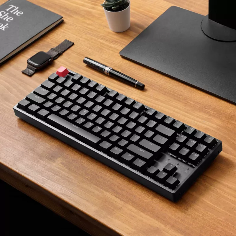 Teclado mecânico sem fios Keychron K8 QMK 80% TKL V2 com switches Red - preto