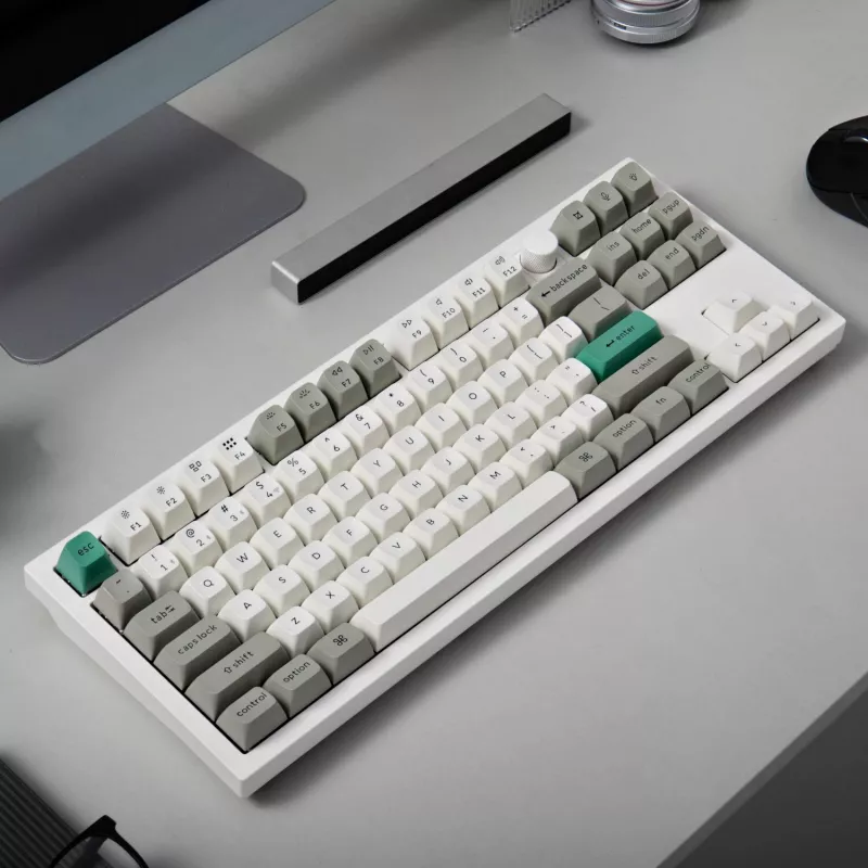 Teclado Keychron Q3 Max 80% totalmente montado com botão rotativo, switches vermelhos, teclado sem fios Hot-Swap Gateron Jupiter RGB - Shell White