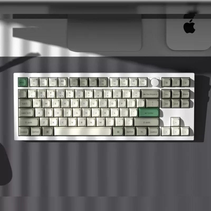 Teclado Keychron Q3 Max 80% totalmente montado com botão rotativo, switches vermelhos, teclado sem fios Hot-Swap Gateron Jupiter RGB - Shell White