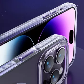 Capa magnética Kingxbar PQY Ice Crystal Series para iPhone 14 Pro MagSafe Rosa e azul