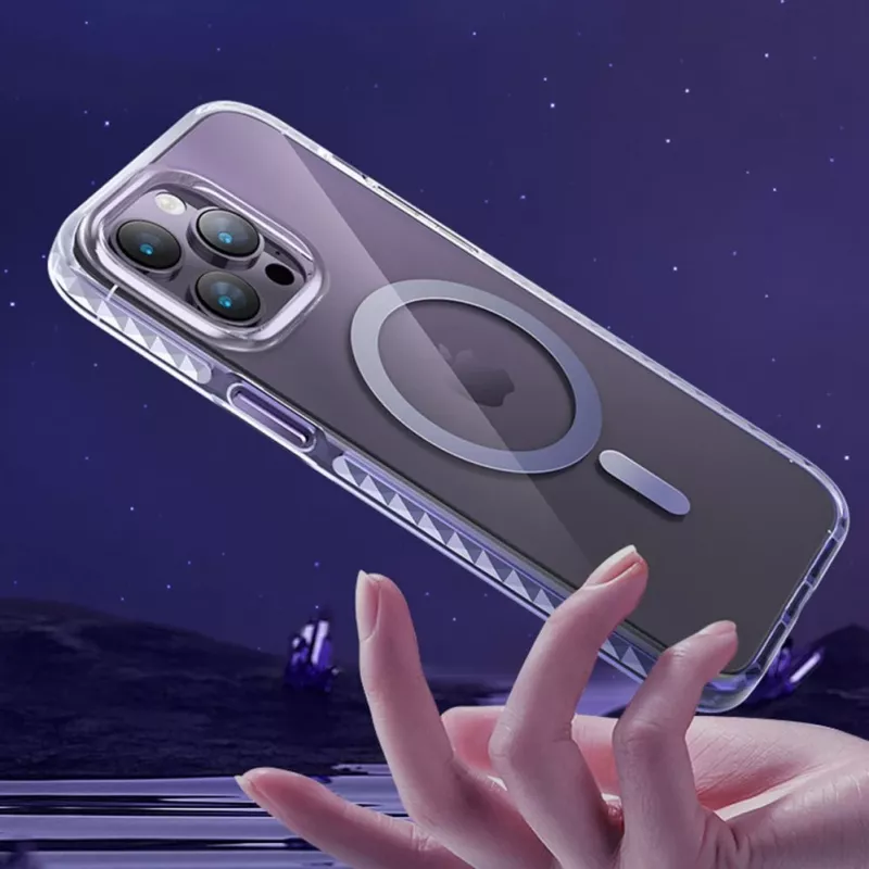 Capa magnética Kingxbar PQY Ice Crystal Series para iPhone 14 Pro MagSafe Rosa e azul