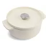 Assadeira de ferro fundido com tampa KitchenAid 22 cm, creme de amêndoa