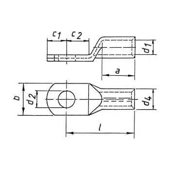 KLAU Terminal de compressão 105R8 35 mm² M8 estanhado galvanicamente