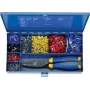 Conjunto de pinças de cravar Klauke SK47B com corta-cabos, terminais isolados, mecanismo de catraca, azul/amarelo