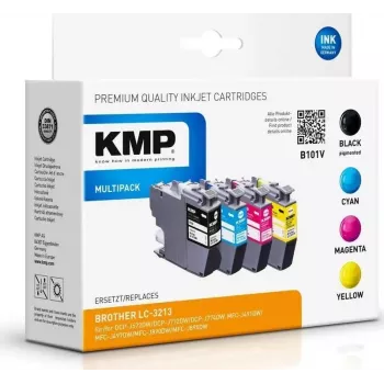 Conjunto de tinteiros remanufaturados KMP B100V para Brother LC-3213 - preto, ciano, magenta, amarelo (pack de 4, 4x400 páginas)