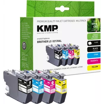 Conjunto de tinteiros remanufaturados KMP B100V para Brother LC-3213 - preto, ciano, magenta, amarelo (pack de 4, 4x400 páginas)