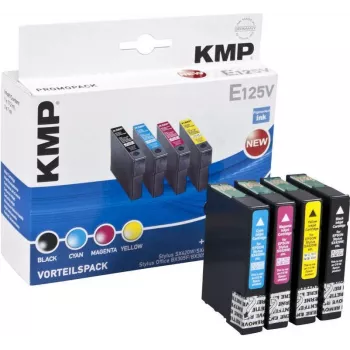 KMP E125V Tinteiros compatíveis pack de 3 – ciano, magenta, amarelo para Epson Stylus SX230, SX235, SX430, SX438, WorkForce WF-3520, WF-3530, WF-3540, WF-7015, WF-7515, WF-7525 1617,4050