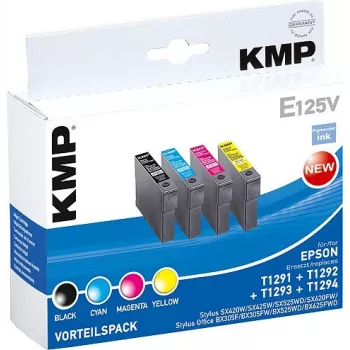 KMP E125V Tinteiros compatíveis pack de 3 – ciano, magenta, amarelo para Epson Stylus SX230, SX235, SX430, SX438, WorkForce WF-3520, WF-3530, WF-3540, WF-7015, WF-7515, WF-7525 1617,4050
