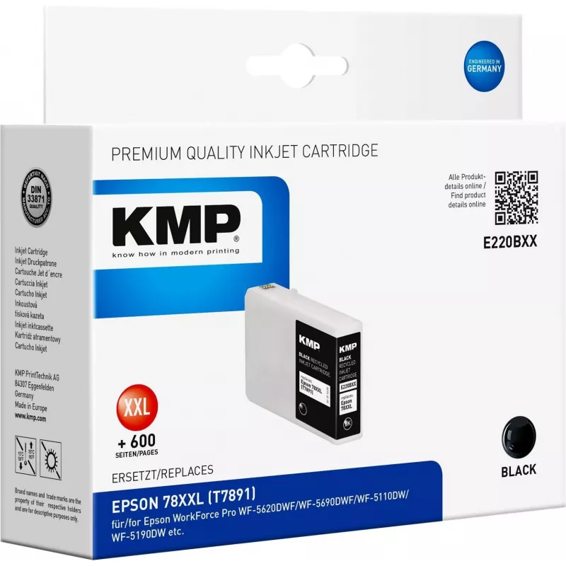 KMP E220BXX - 80 ml - Alto rendimento - Preto - Compatível - Cartucho de tinta (alternativa a Epson T7891) para Epson WorkForce Pro WF-5110DW, WF-5190DW, WF-5620DWF, WF-5690DWF