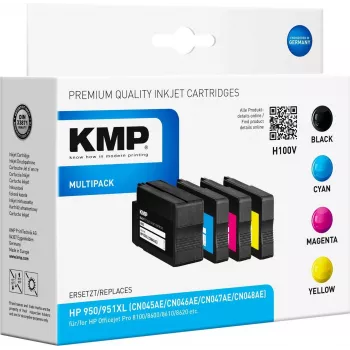KMP H100V multipack de tinteiros de alto rendimento - preto, ciano, magenta, amarelo - compatível com HP Officejet Pro 251dw, 276dw, 8100, 8600, 8610, 8615, 8620, 8625, 8630 - pack de 4