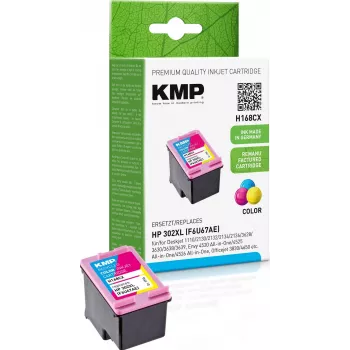 Cartucho de tinta compatível KMP H168CX 3 cores (ciano, magenta, amarelo) 12 ml - substituto de HP 302XL F6U67AE