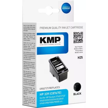 KMP H25 Cartucho de tinta preta de alta capacidade (21 ml) Compatível com HP 339 (C8767EE) para HP Deskjet 5740, 6540, Officejet 72XX, 73XX, 74XX, Photosmart 25XX, 26XX, 27XX, 8050, 8450