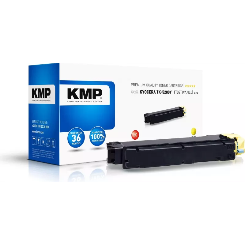 KMP K-T92 - 195 g - Alto rendimento - Amarelo - Cartucho de toner compatível (substituto de Kyocera TK-5280Y) para Kyocera ECOSYS M6235cidn, M6235CIDN/KL3, M6635cidn, M6635CIDN/KL3, P6235cdn, P6235CDN/KL3