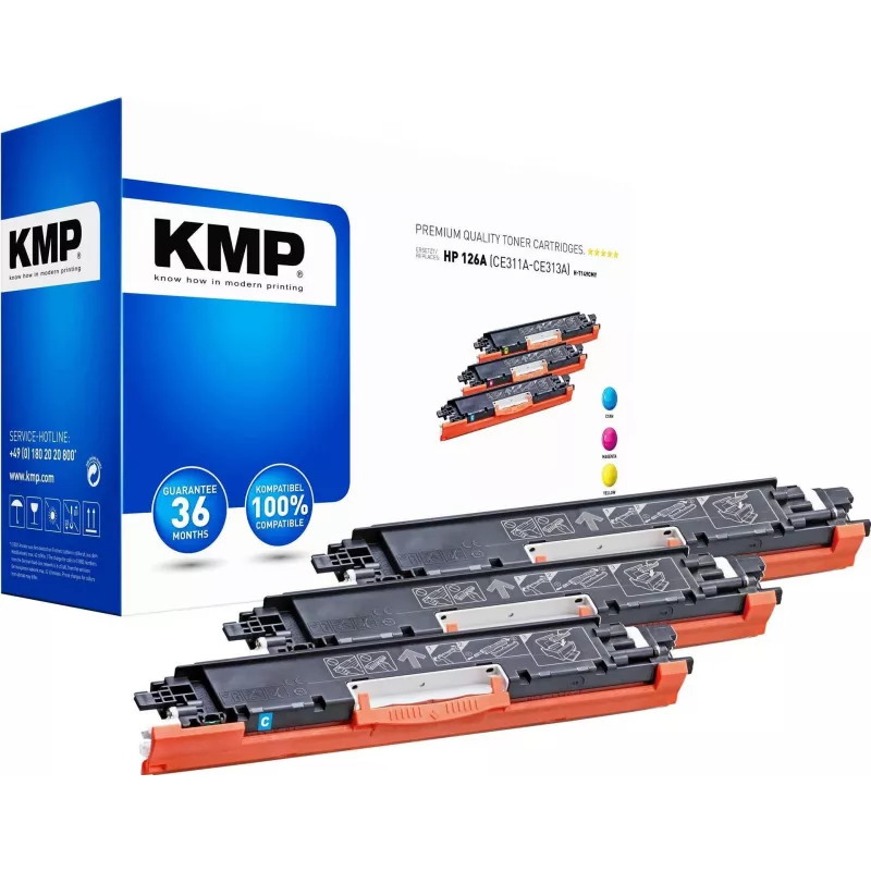 KMP PRINTTECHNIK KMP MULTIPACK H-T149CMY Pack de 3 Cartuchos de Toner Compatíveis (Ciano, Magenta, Amarelo) para HP Color LaserJet CM2320/CP2025 Série - Substitui HP 126A 1226,0030