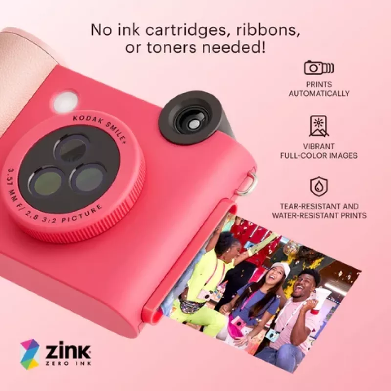 Kodak SMILE+ Câmara de impressão instantânea, 2x3 polegadas, Fuchsia
